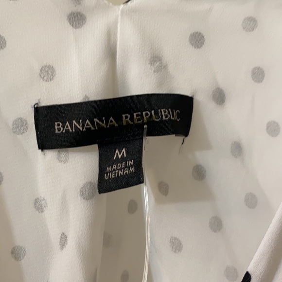Banana Republic White Top w Black Polka Dots, Sz M - Picture 2 of 4